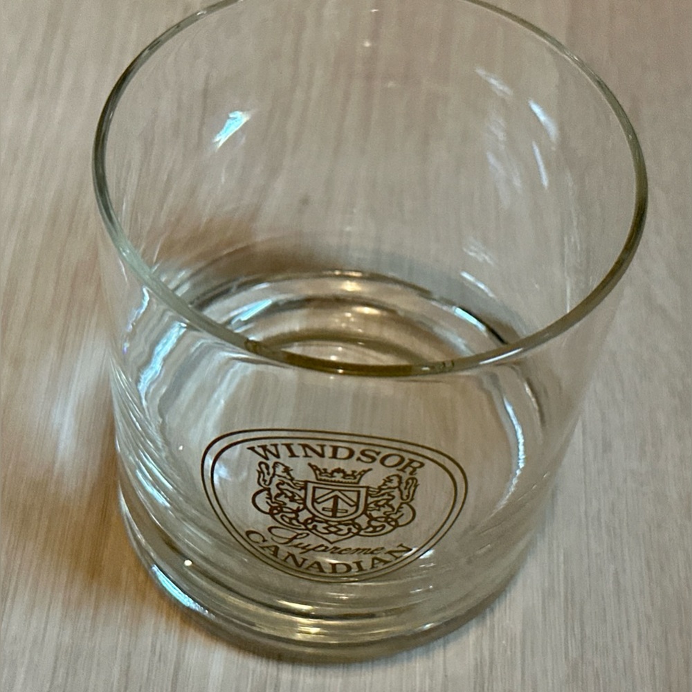 Windsor Canadian Supreme Glass, Gold Logo, Vintage Barware, Man Cave Essential